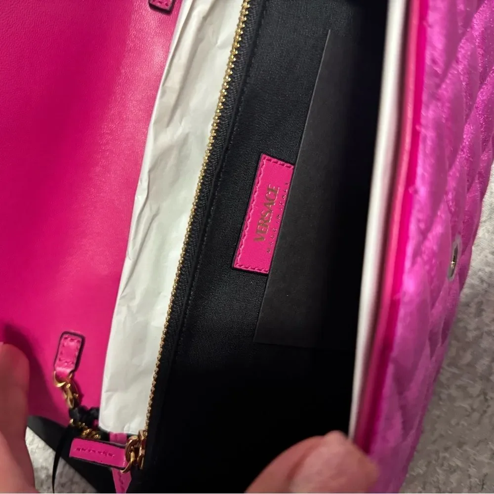 NWT Versace Pink Quilted Women's Bag - Picture 5 of 7